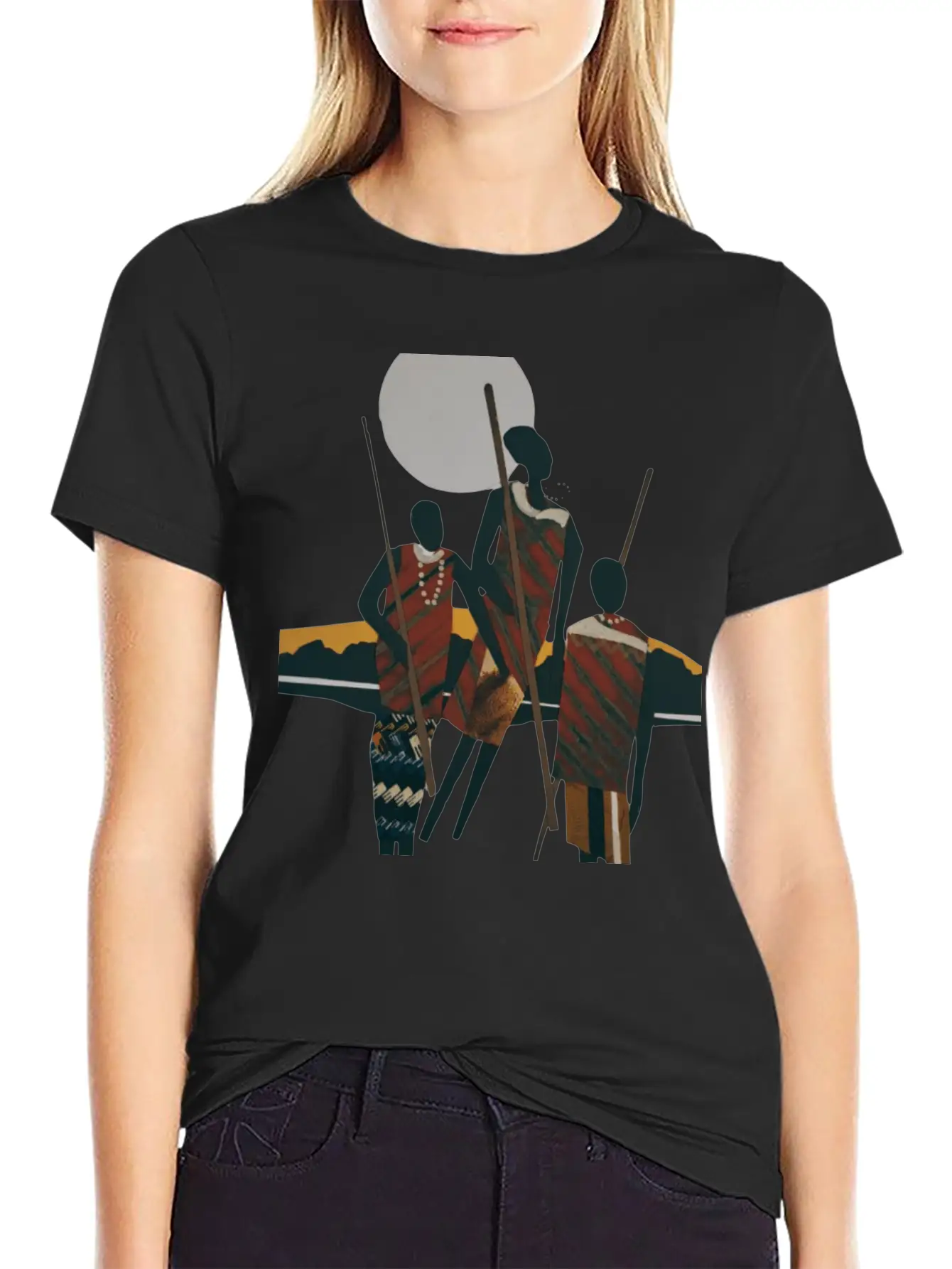 African Art, Tribal Men, Ethnic Art, Gift For All Classic Crew Neck Graphic Tee – Everyday Minimal Look