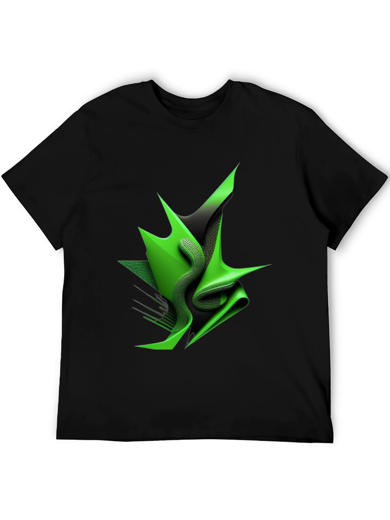 Abstract Green Design Black T-Shirt