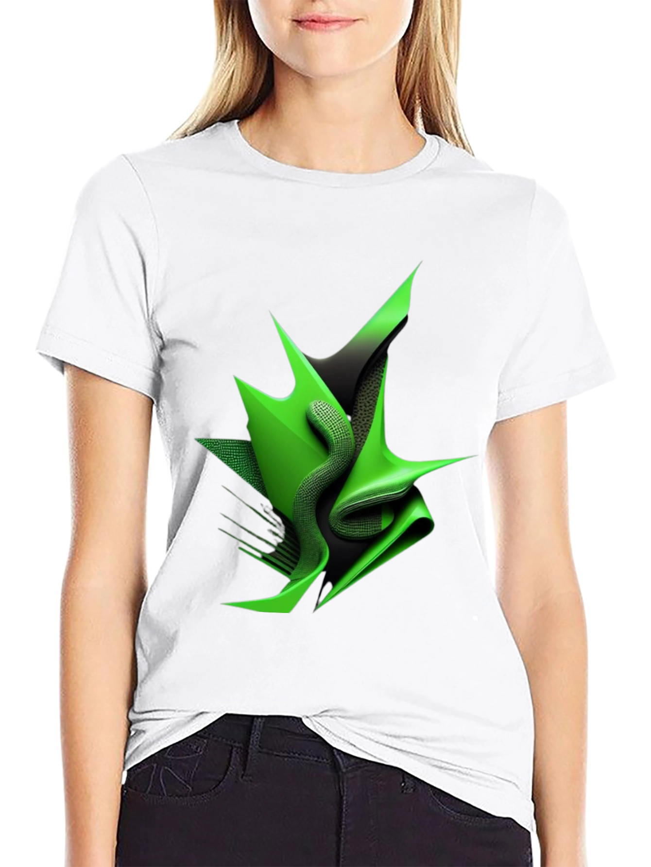 Abstract Green Design Black T-Shirt