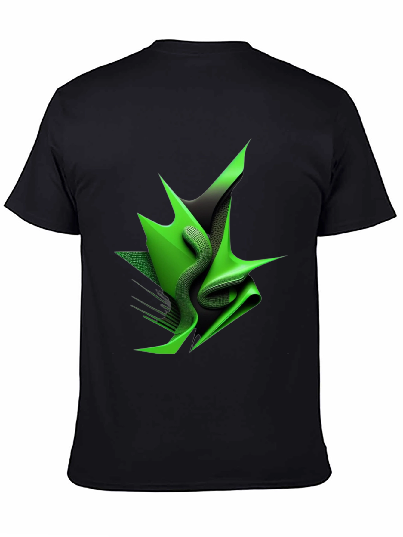 Abstract Green Design Black T-Shirt