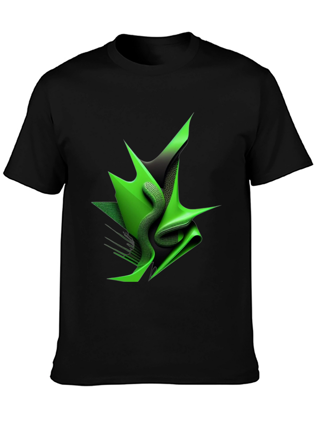 Abstract Green Design Black T-Shirt