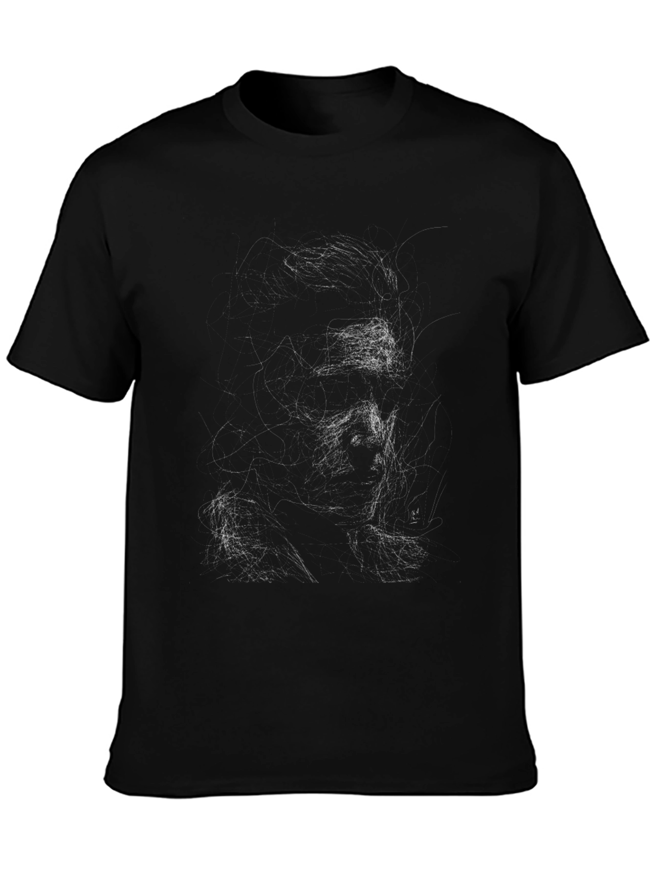 Abstract Portrait Graphic Tee - Stylish Black T-Shirt
