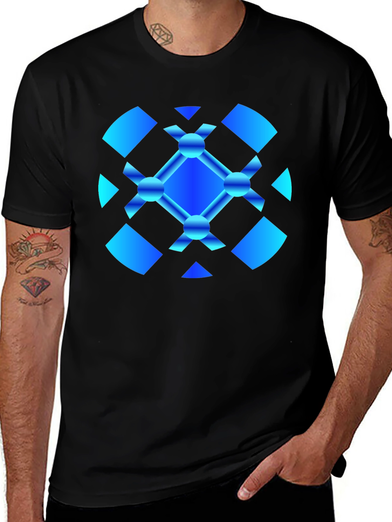 Abstract Graphic Tee - Modern Blue Design