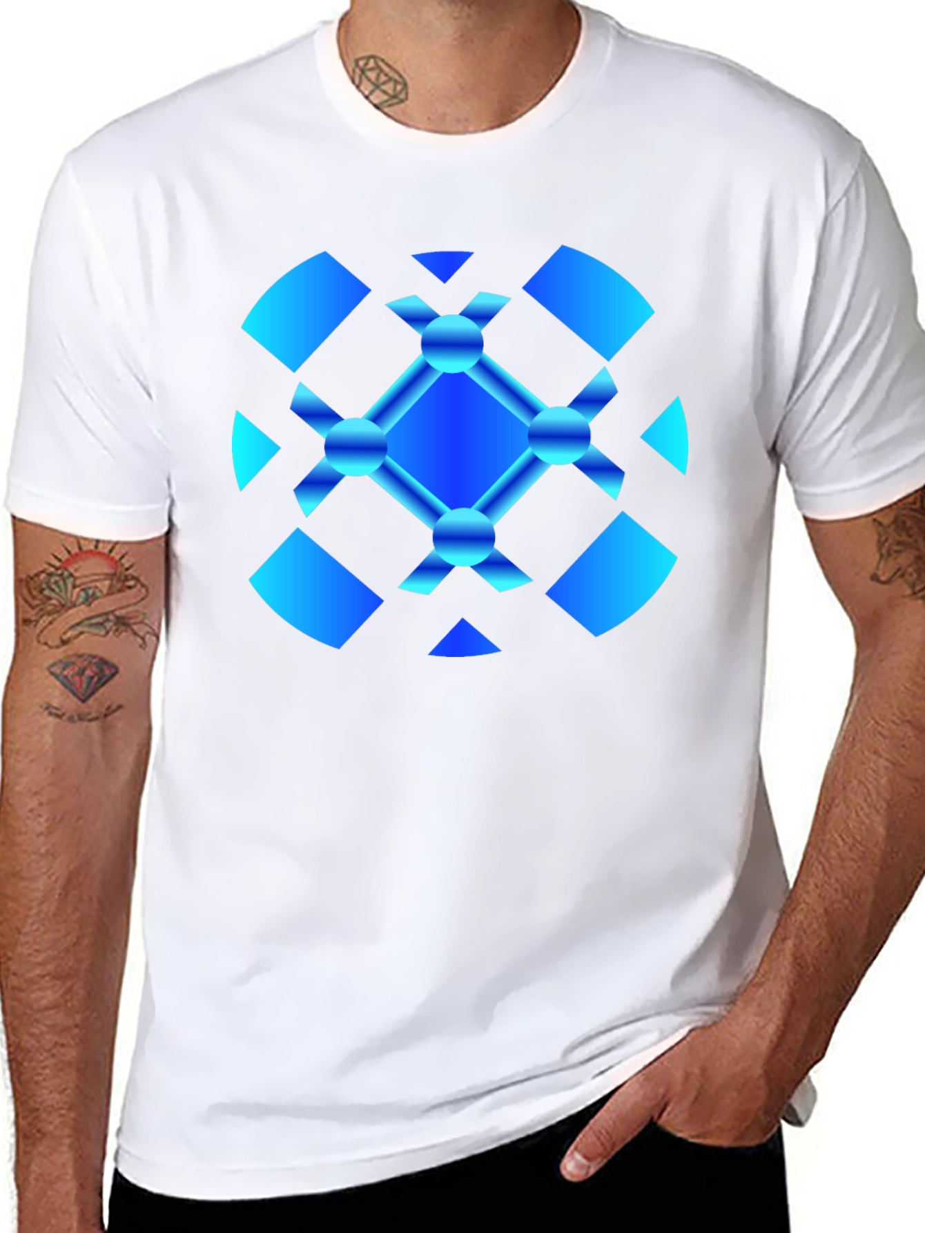 Abstract Graphic Tee - Modern Blue Design
