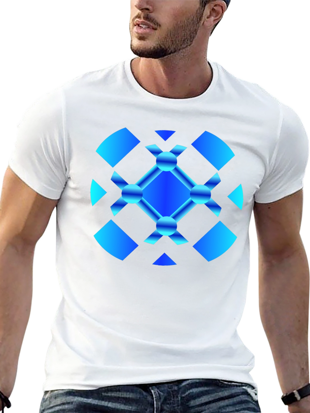 Abstract Graphic Tee - Modern Blue Design