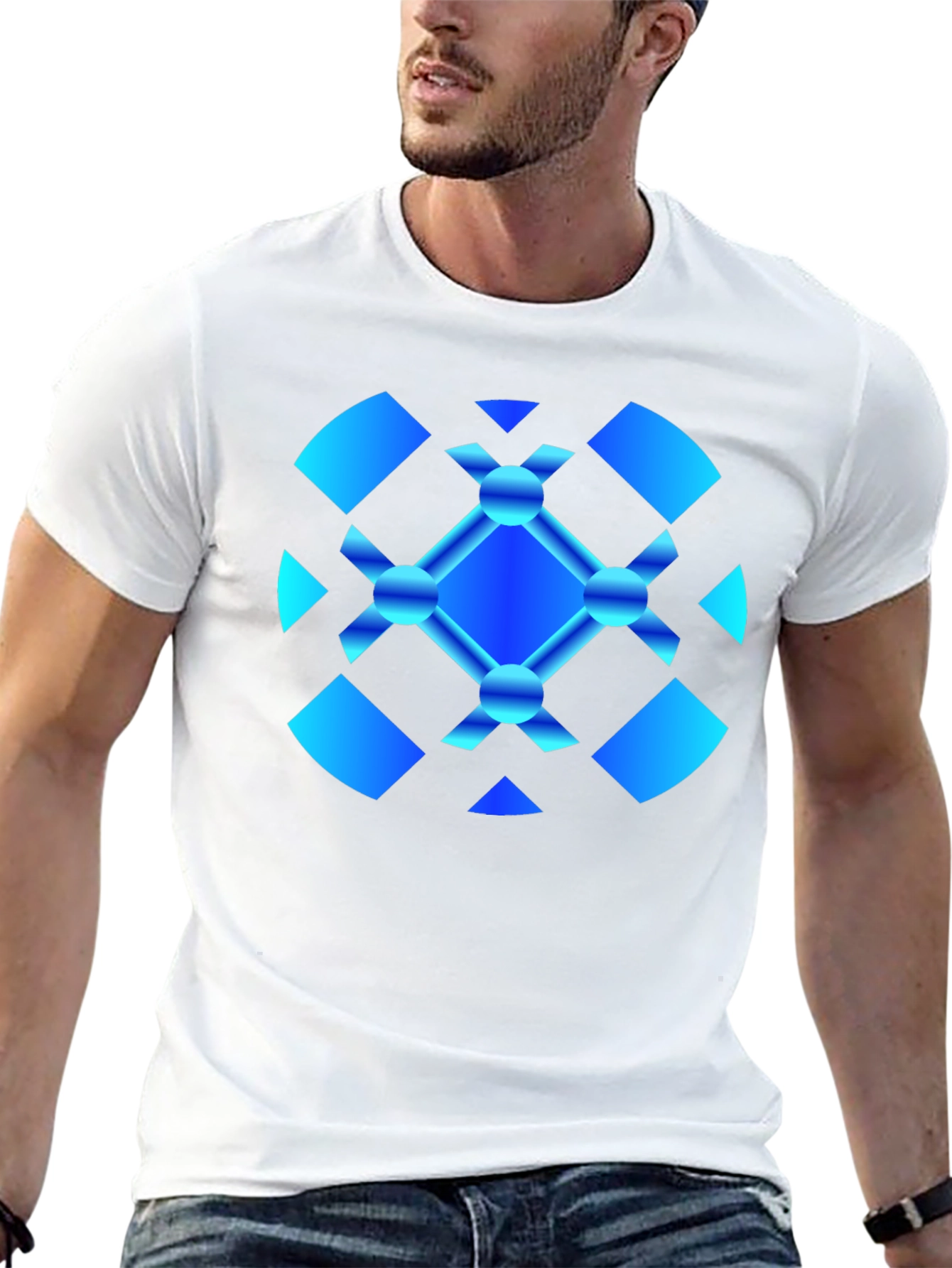 Abstract Graphic Tee - Modern Blue Design