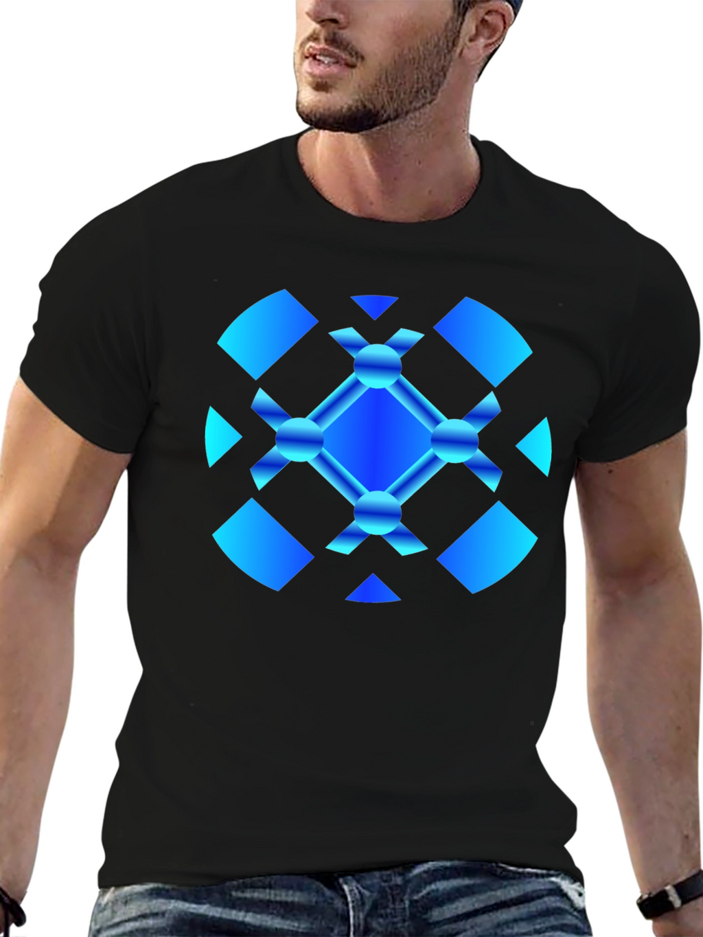 Abstract Graphic Tee - Modern Blue Design