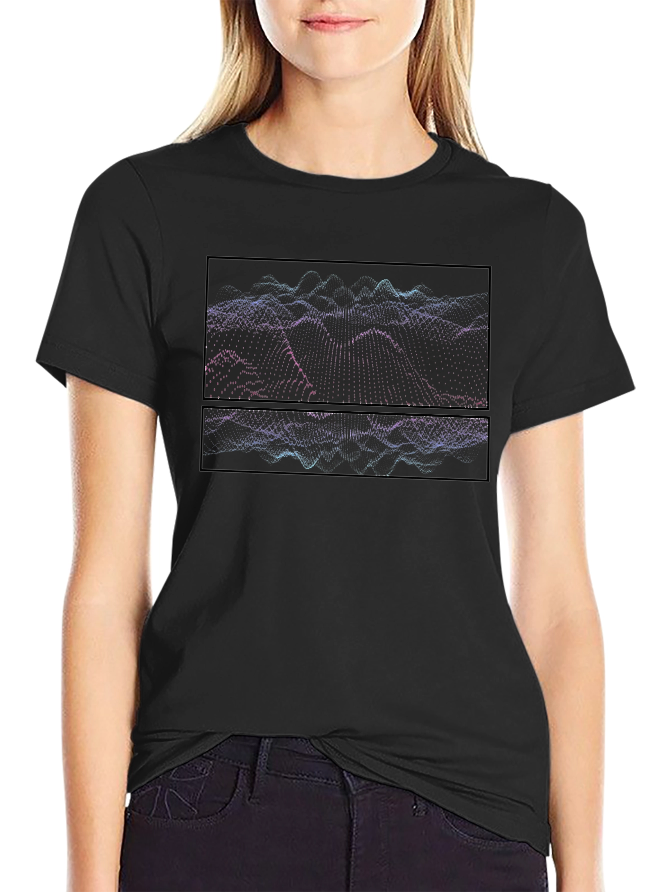 Abstract Wave Graphic Black T-Shirt