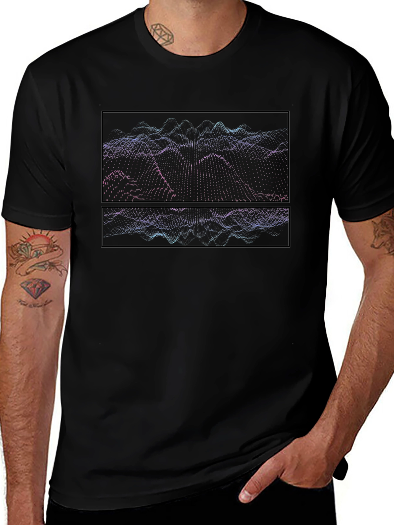 Abstract Wave Graphic Black T-Shirt