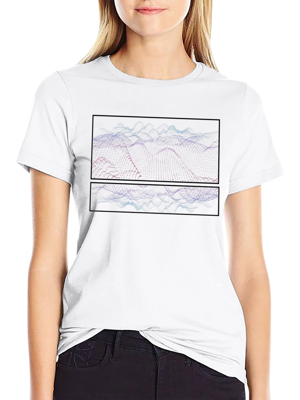 Abstract Wave Graphic Black T-Shirt