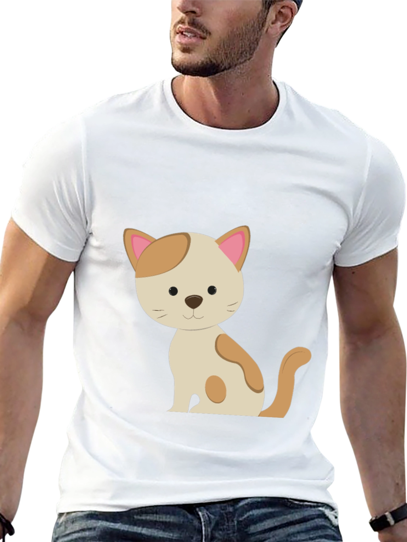 Cute Cat Graphic Tee - Unisex Black T-Shirt