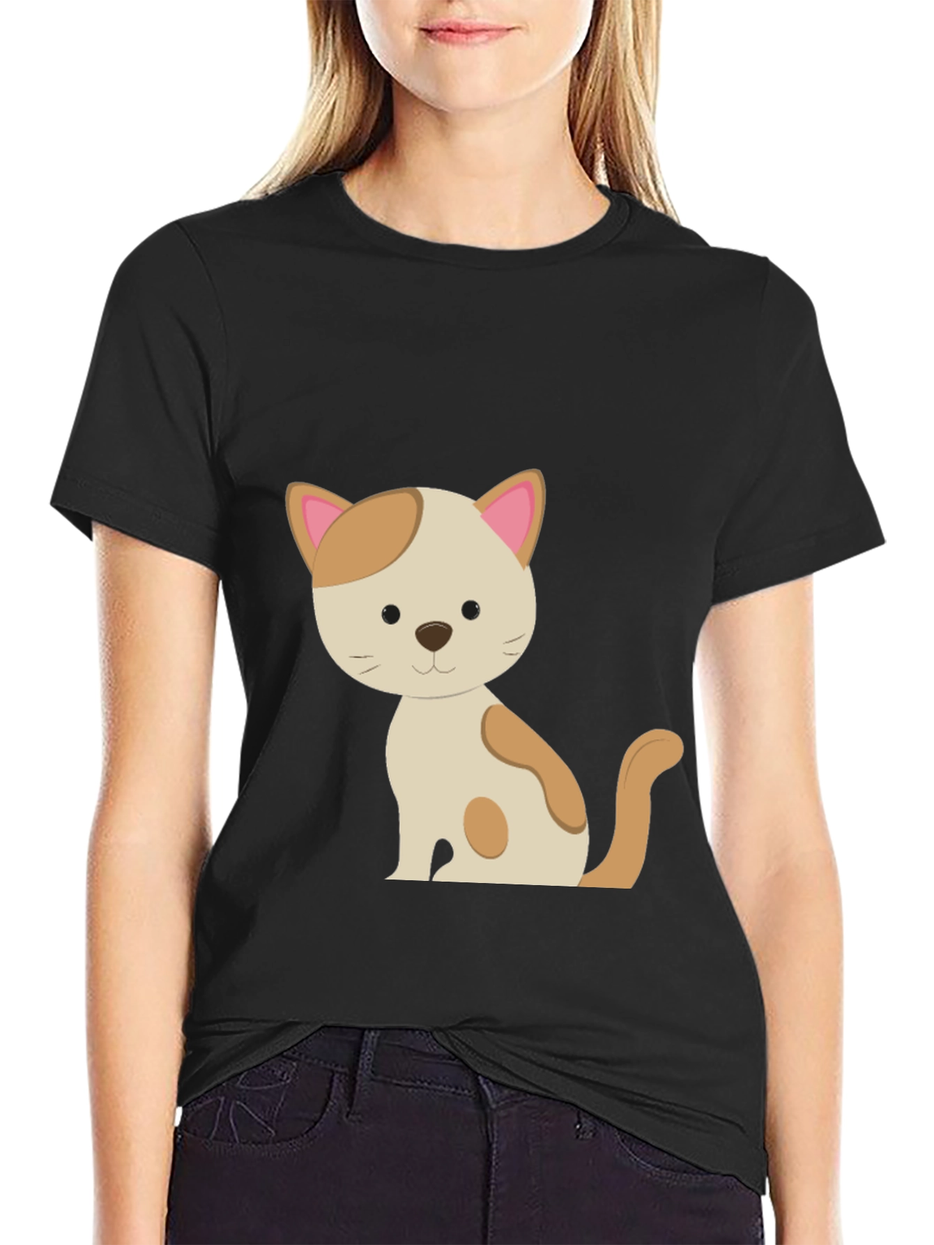 Cute Cat Graphic Tee - Unisex Black T-Shirt
