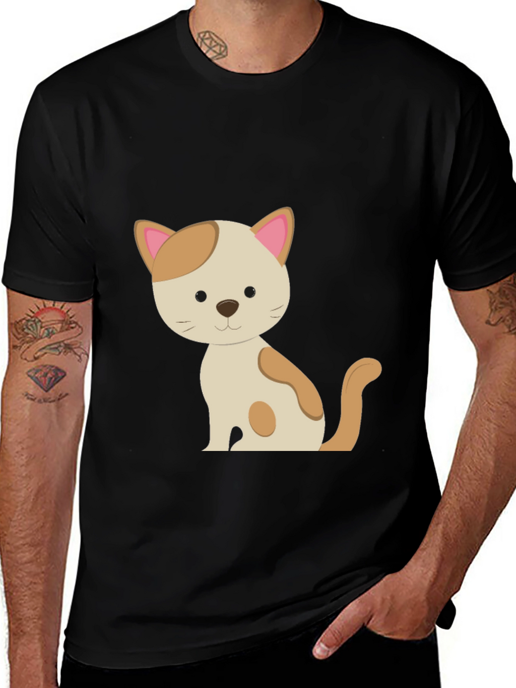 Cute Cat Graphic Tee - Unisex Black T-Shirt