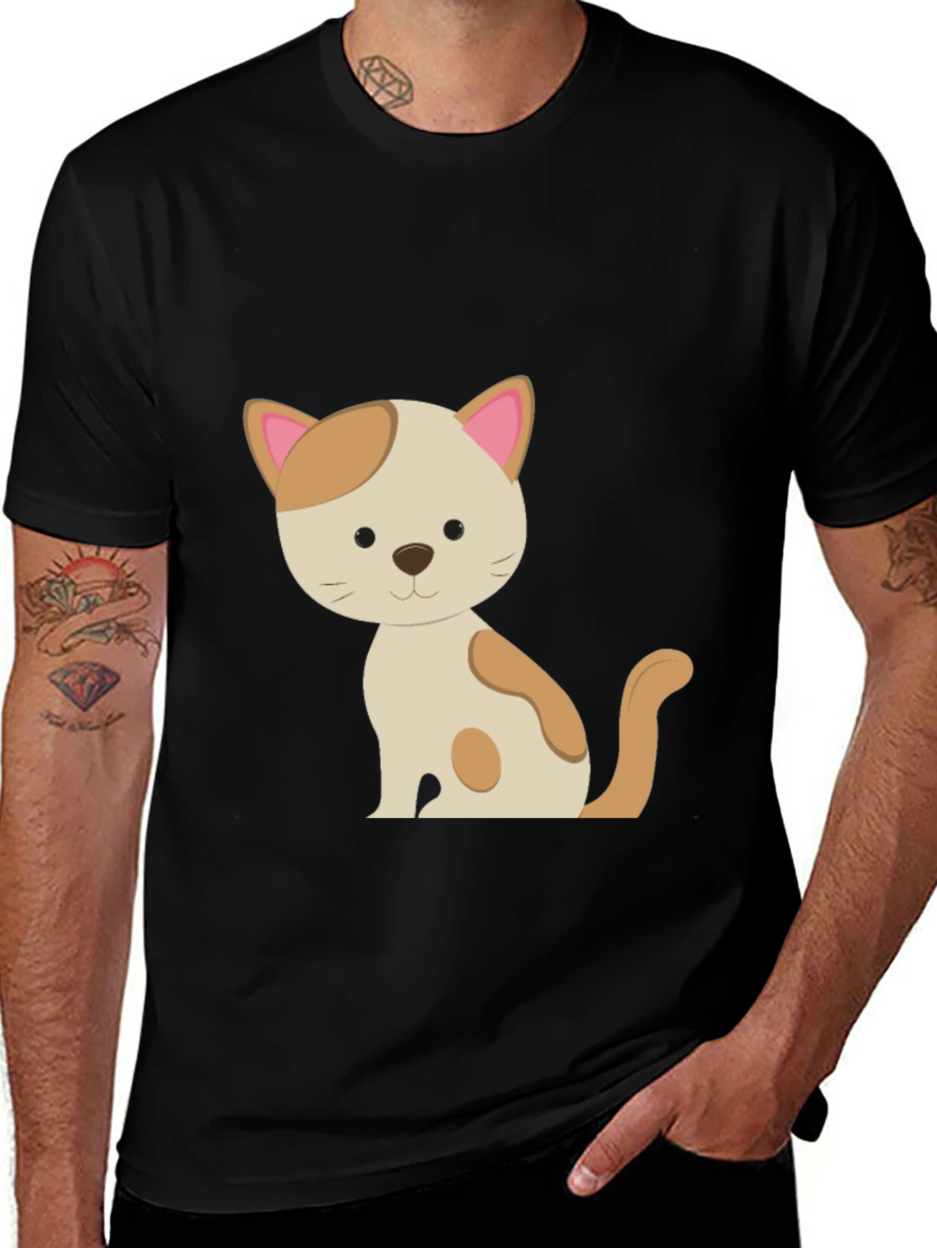 Cute Cat Graphic Tee - Unisex Black T-Shirt
