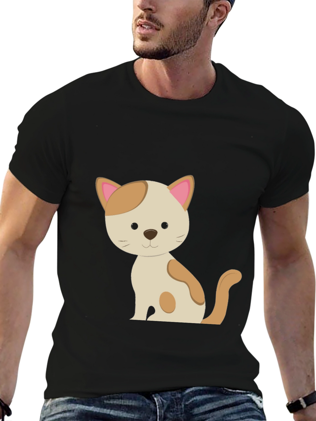 Cute Cat Graphic Tee - Unisex Black T-Shirt