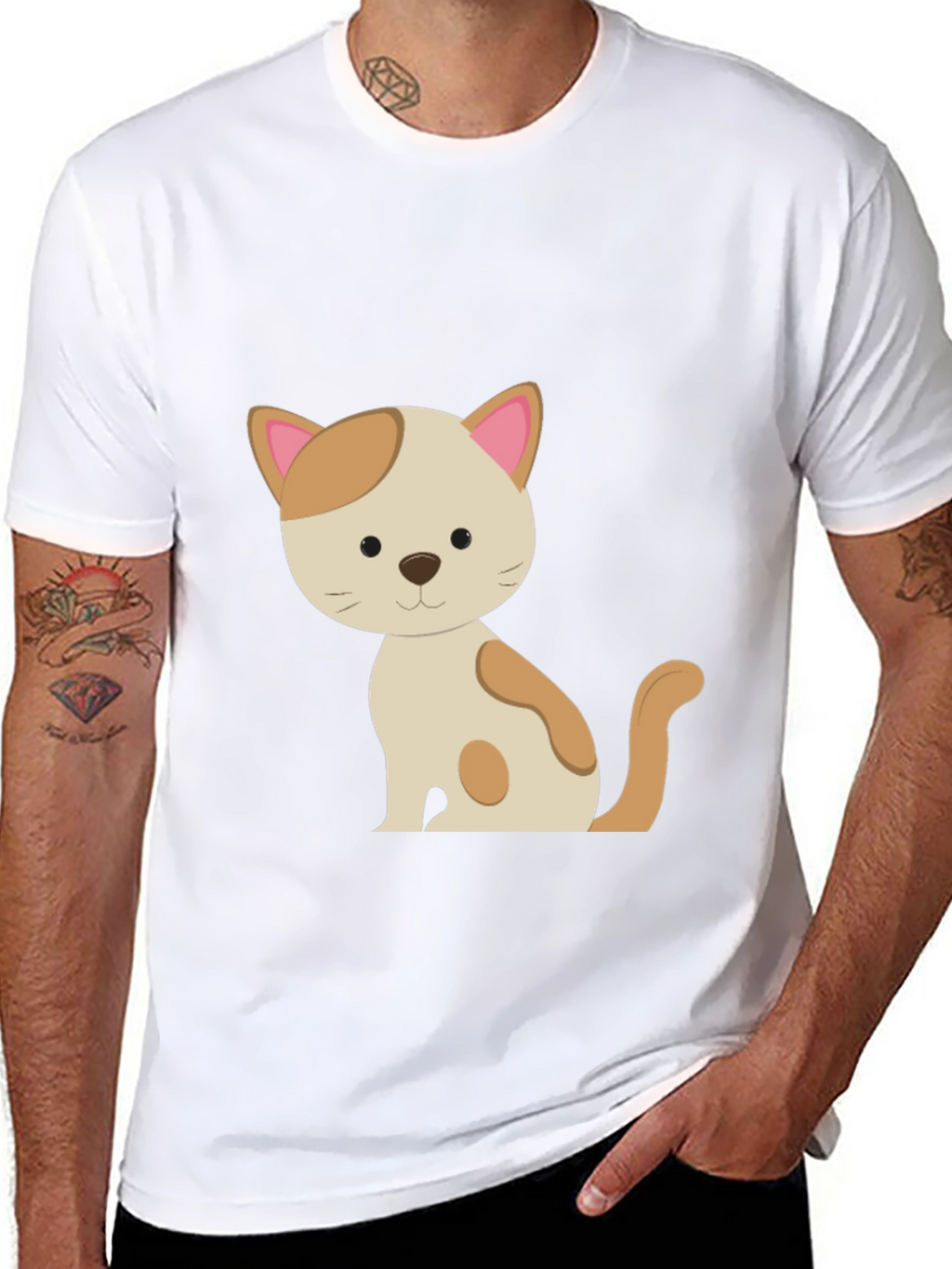 Cute Cat Graphic Tee - Unisex Black T-Shirt