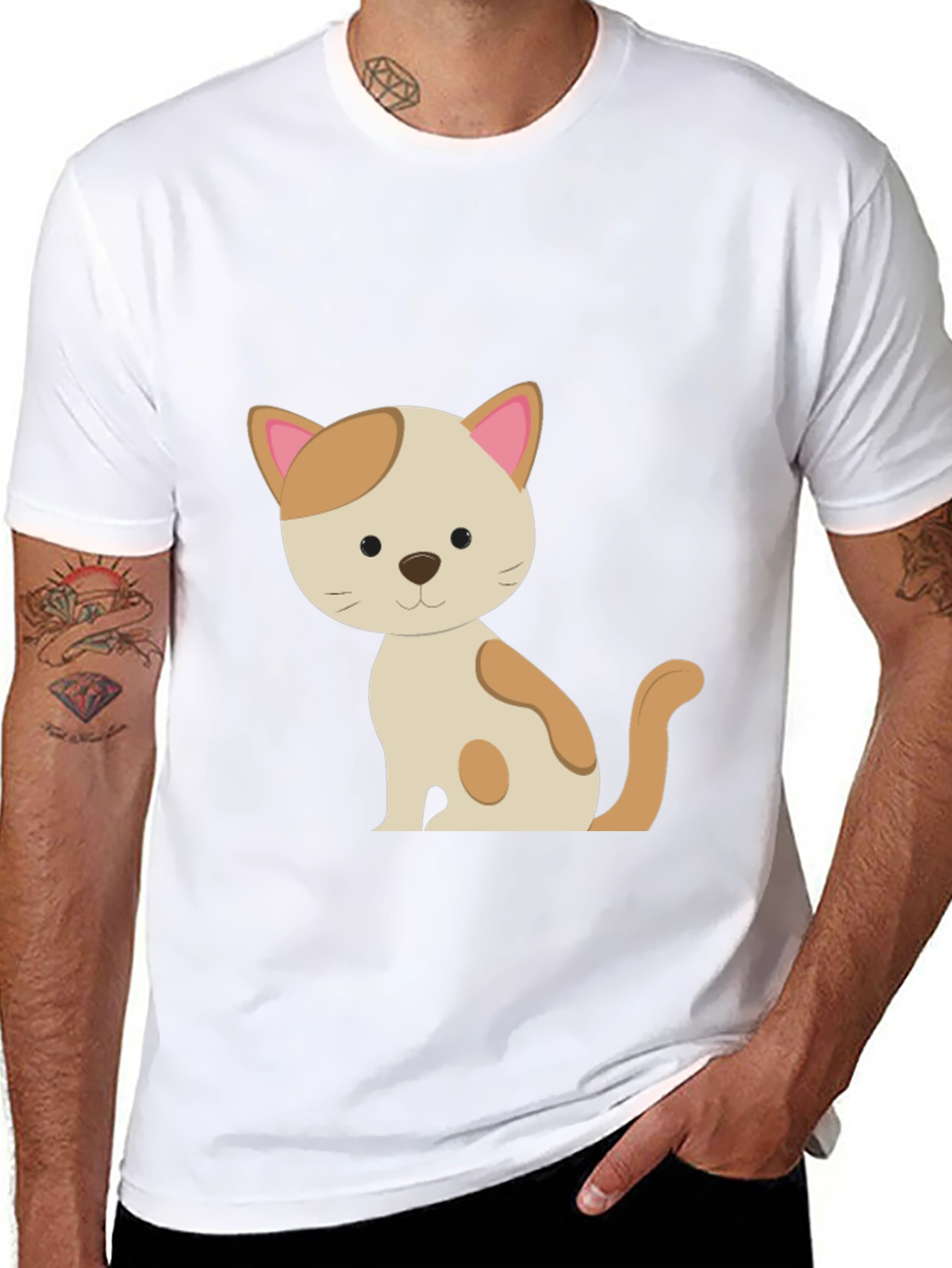 Cute Cat Graphic Tee - Unisex Black T-Shirt