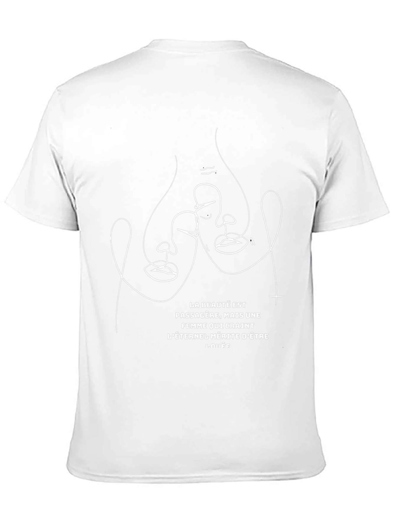 Abstract Face Line Art Graphic T-Shirt - Black