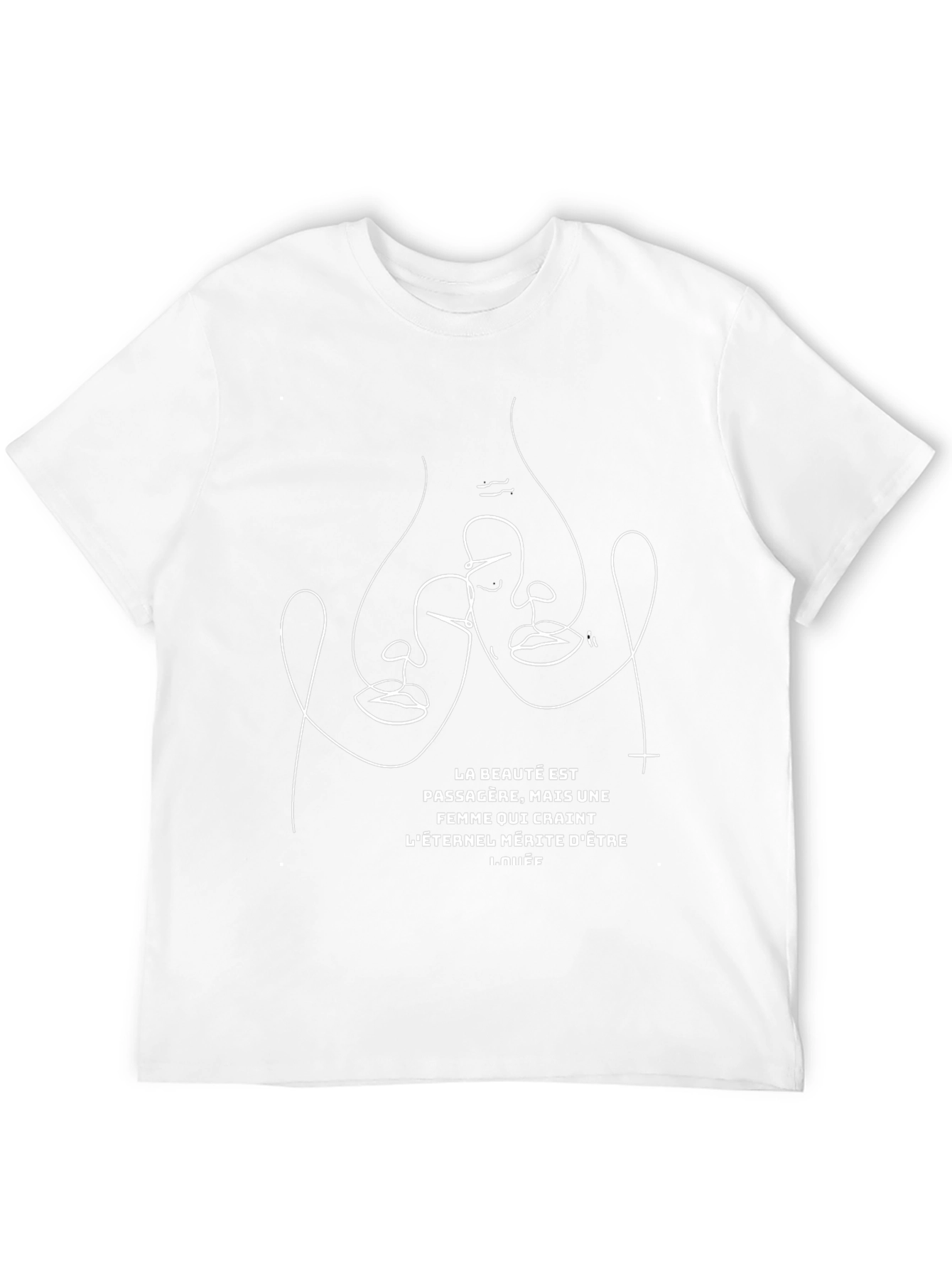 Abstract Face Line Art Graphic T-Shirt - Black