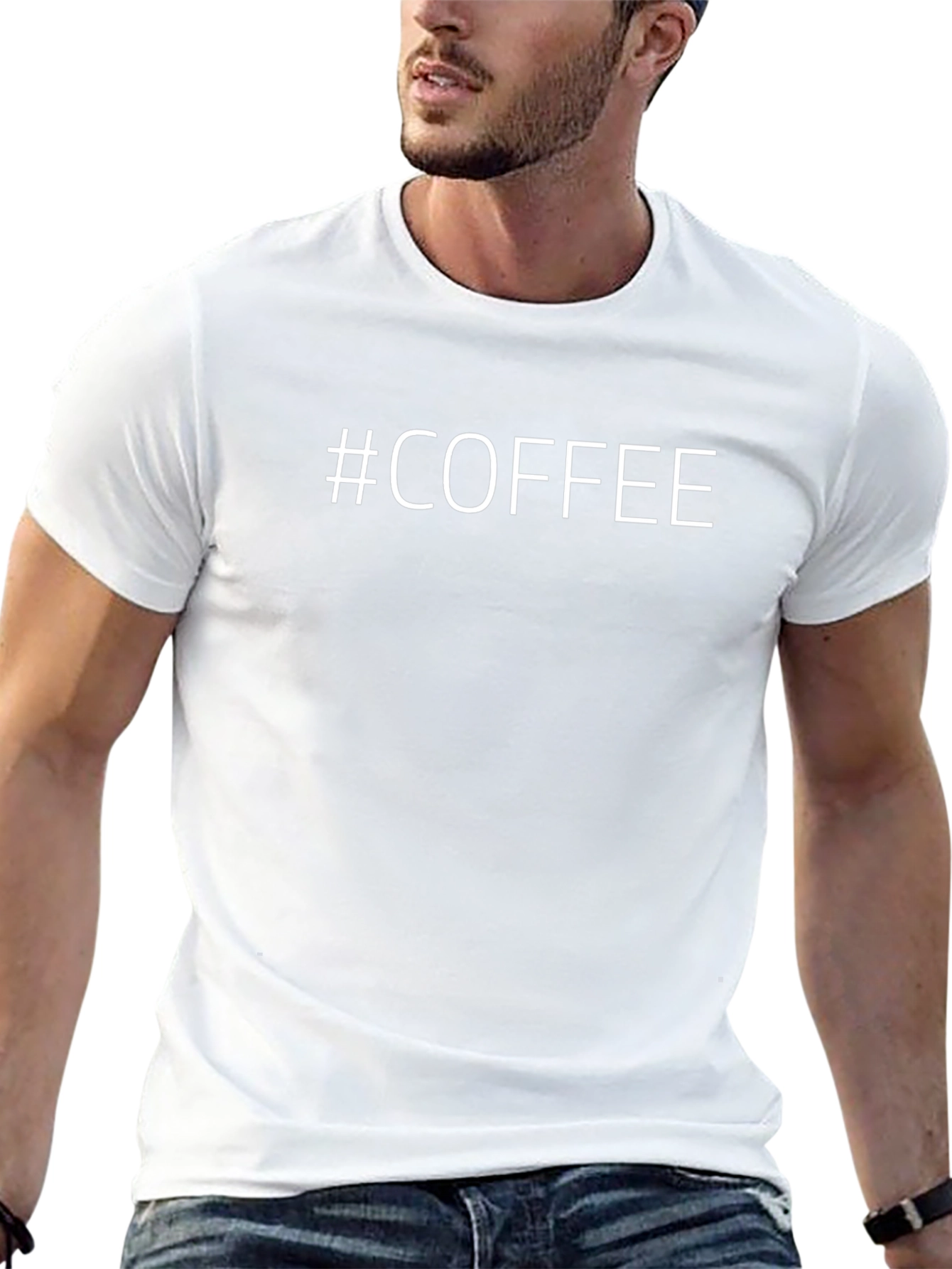 #Coffee T-Shirt - Black Short Sleeve Casual