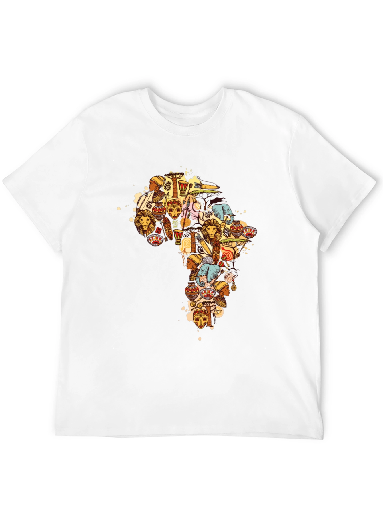 African Culture Print Black T-Shirt