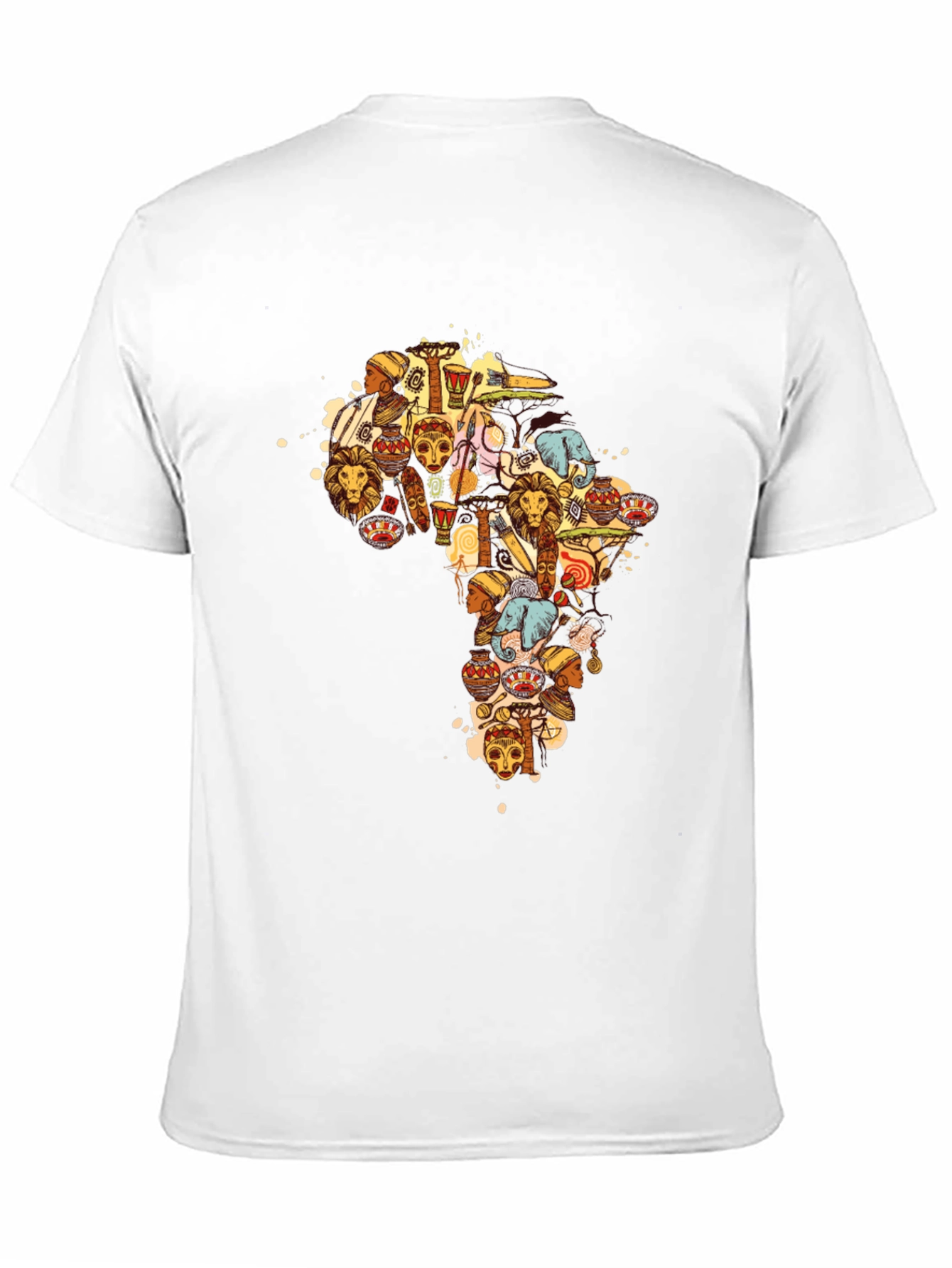 African Culture Print Black T-Shirt
