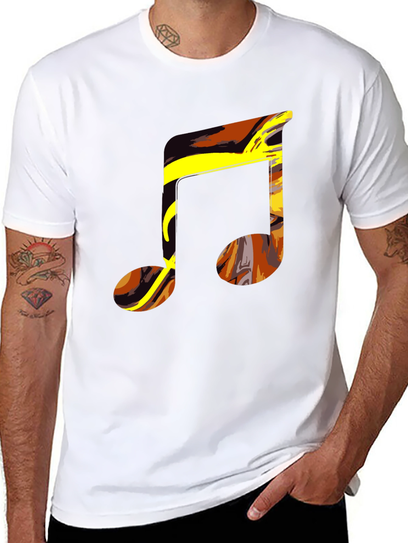 Abstract Music Note Graphic Tee - Black
