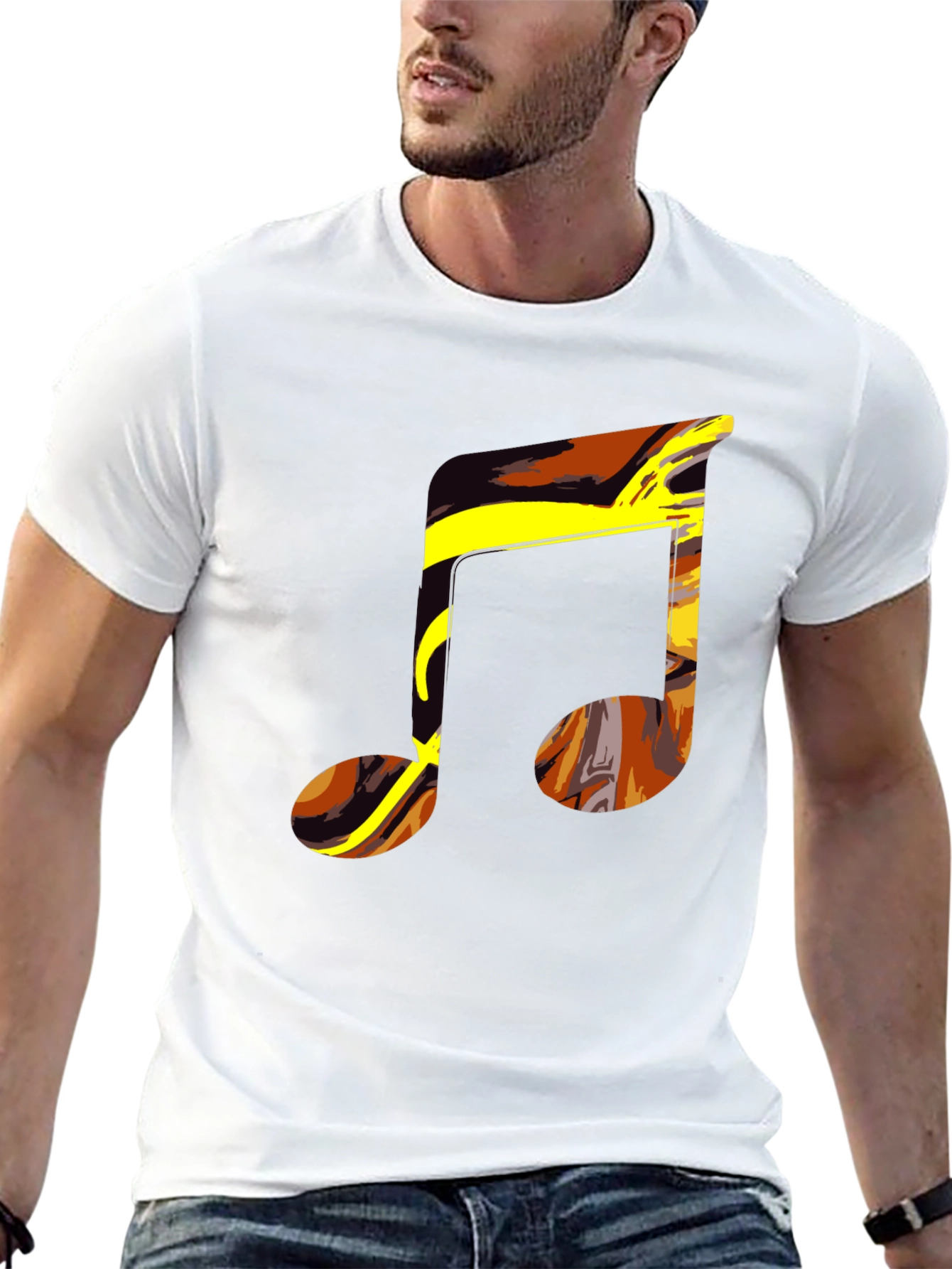 Abstract Music Note Graphic Tee - Black