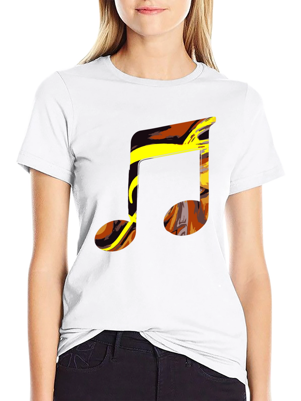 Abstract Music Note Graphic Tee - Black