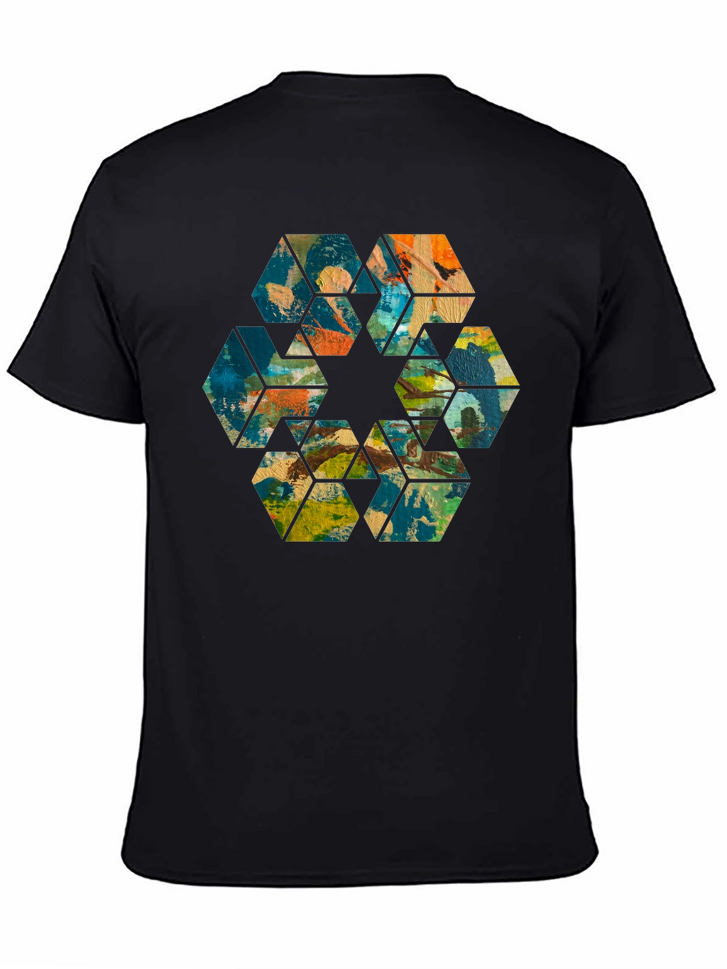 Abstract Hexagon Art Black T-Shirt