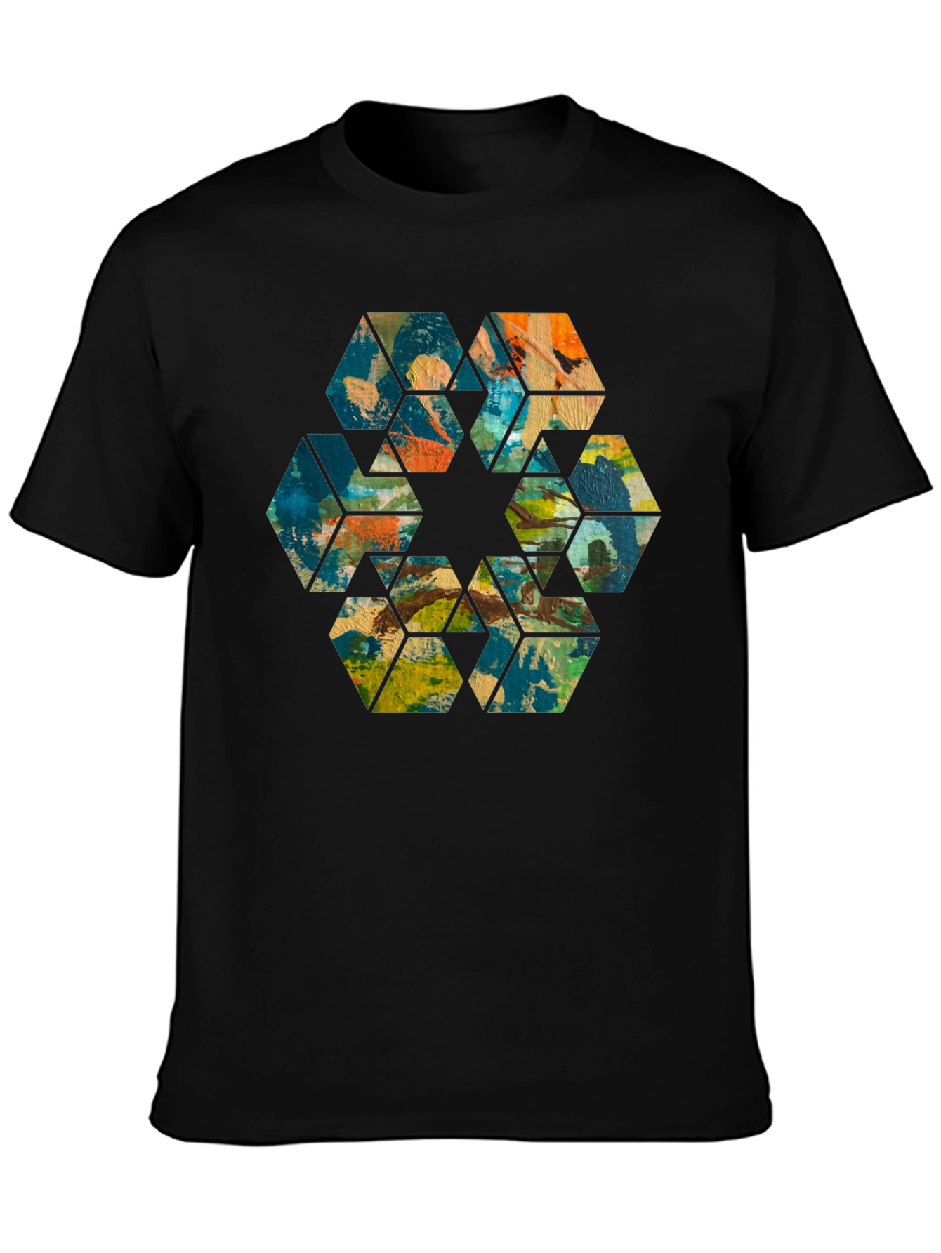 Abstract Hexagon Art Black T-Shirt