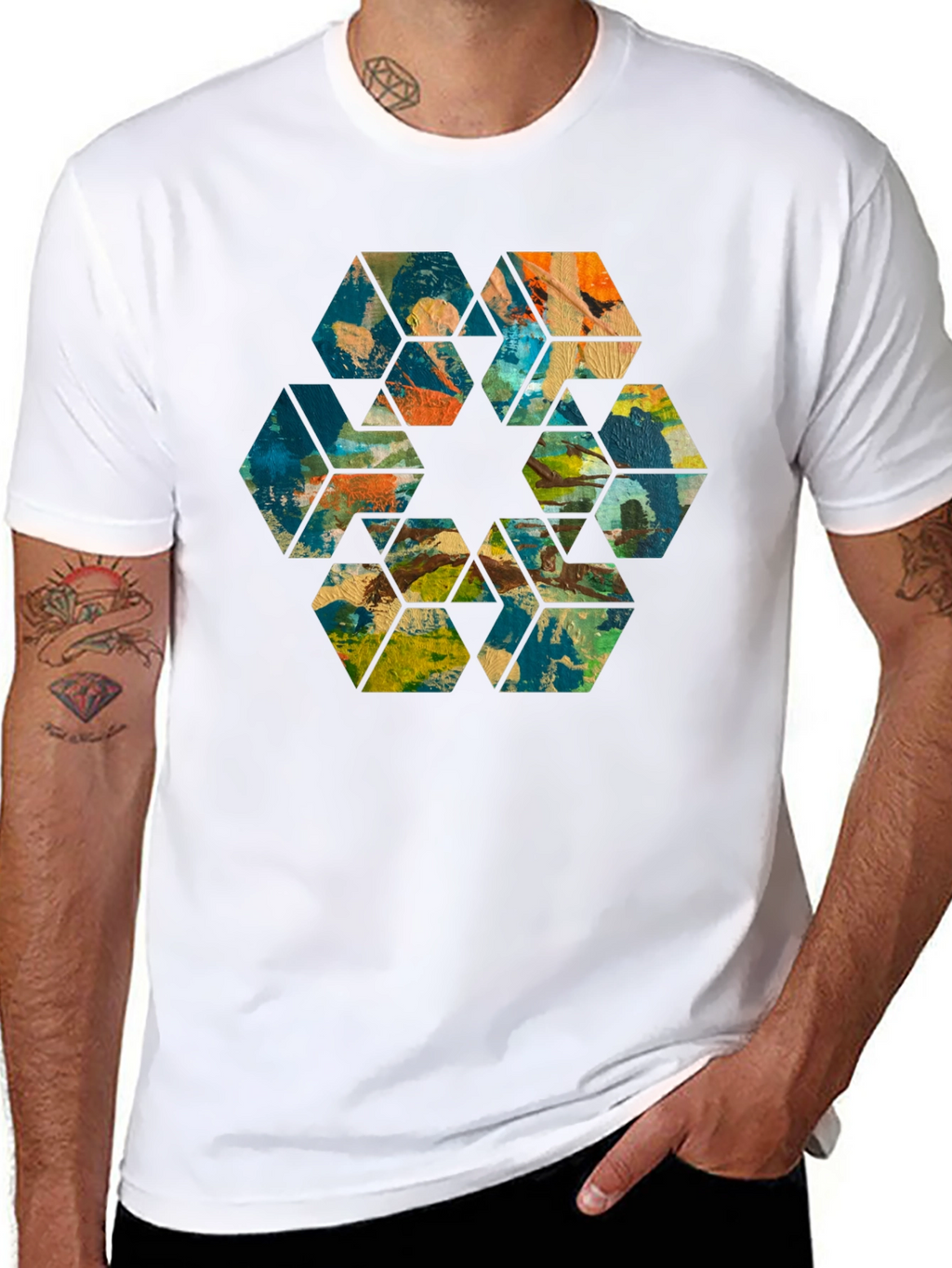 Abstract Hexagon Art Black T-Shirt