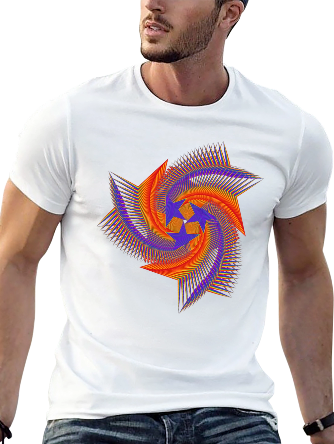 Abstract Geometric Starburst Graphic Tee