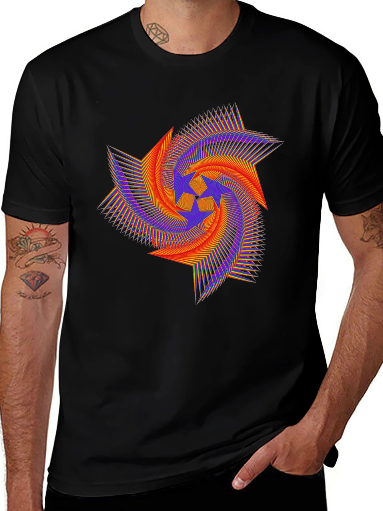 Abstract Geometric Starburst Graphic Tee