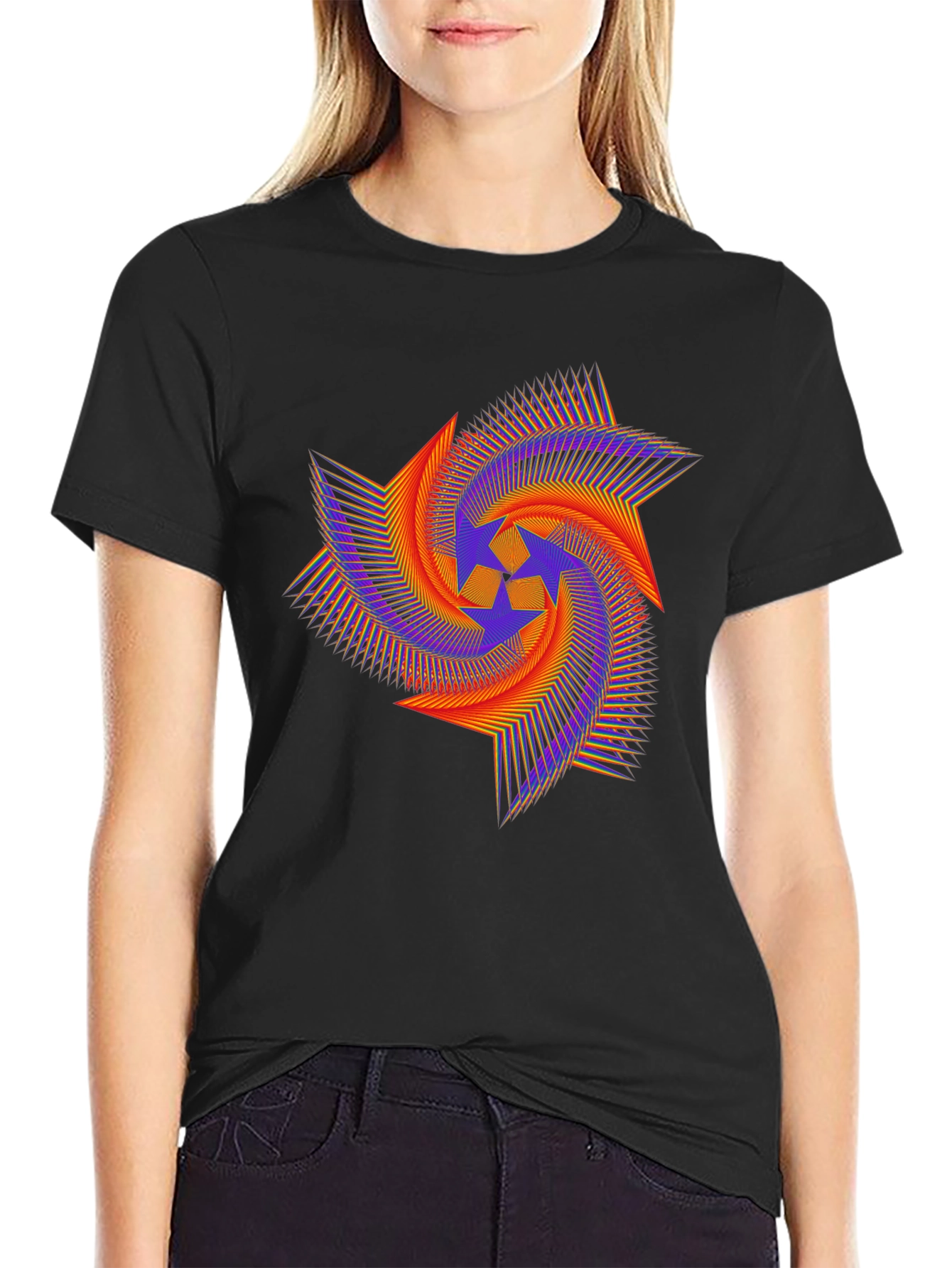 Abstract Geometric Starburst Graphic Tee