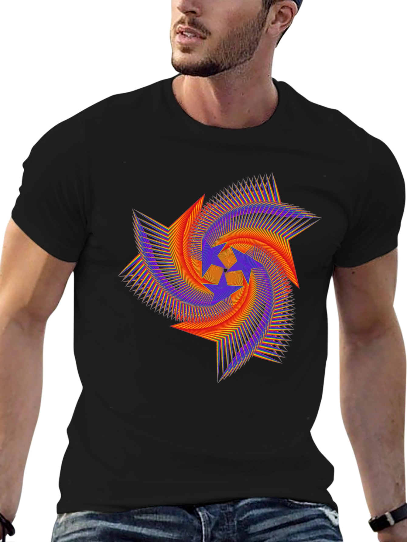 Abstract Geometric Starburst Graphic Tee