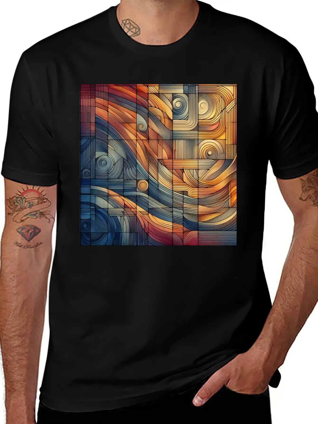 "Harmony Grid: A Symphony Of Lines" Unisex Cotton Tee – Relaxed Fit For Any Occasion