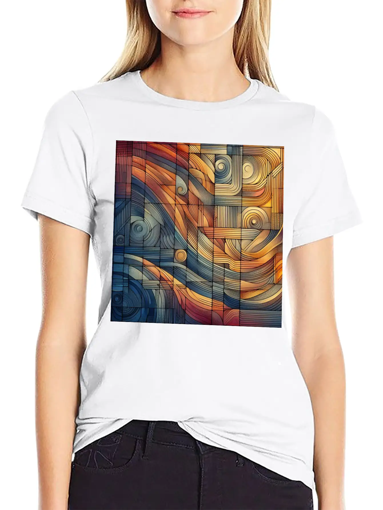 "Harmony Grid: A Symphony Of Lines" Unisex Cotton Tee – Relaxed Fit For Any Occasion