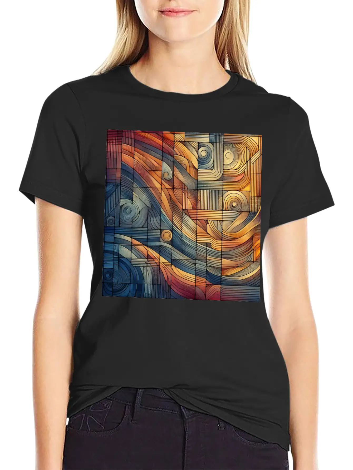 "Harmony Grid: A Symphony Of Lines" Unisex Cotton Tee – Relaxed Fit For Any Occasion