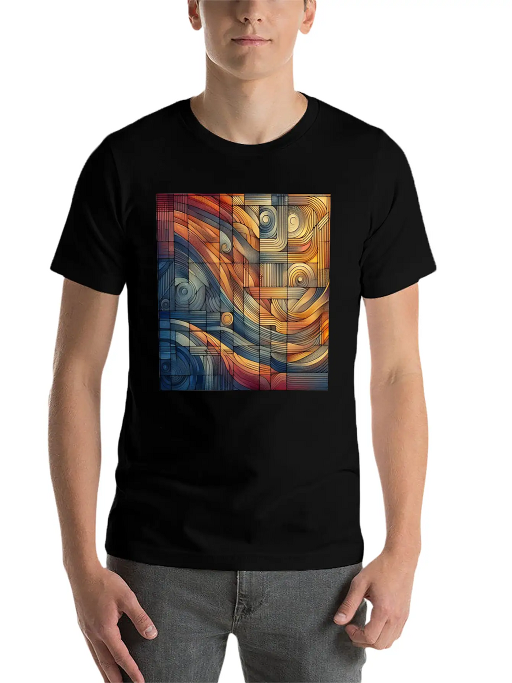 "Harmony Grid: A Symphony Of Lines" Unisex Cotton Tee – Relaxed Fit For Any Occasion