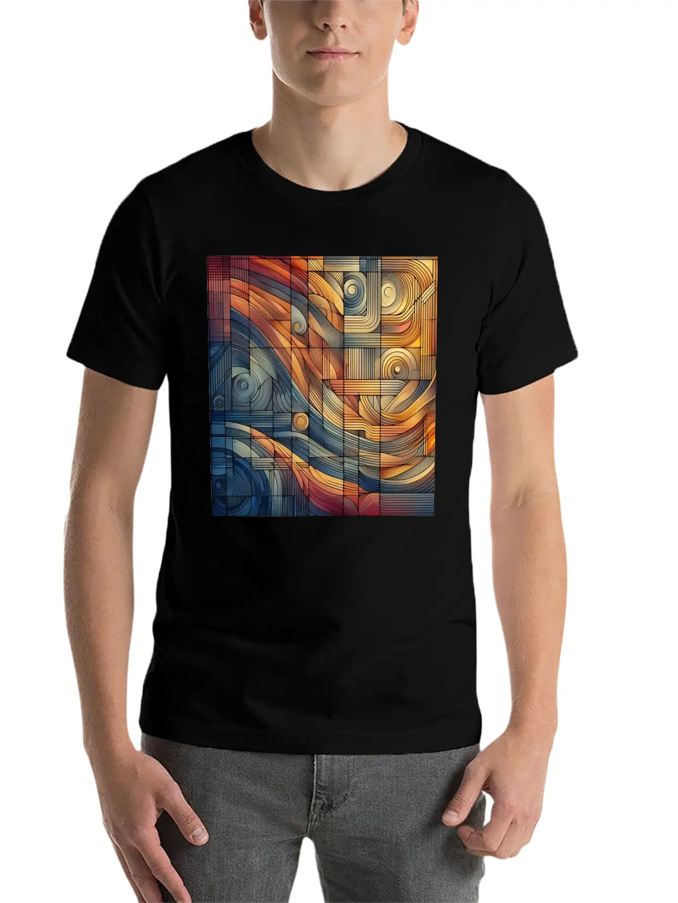 "Harmony Grid: A Symphony Of Lines" Unisex Cotton Tee – Relaxed Fit For Any Occasion