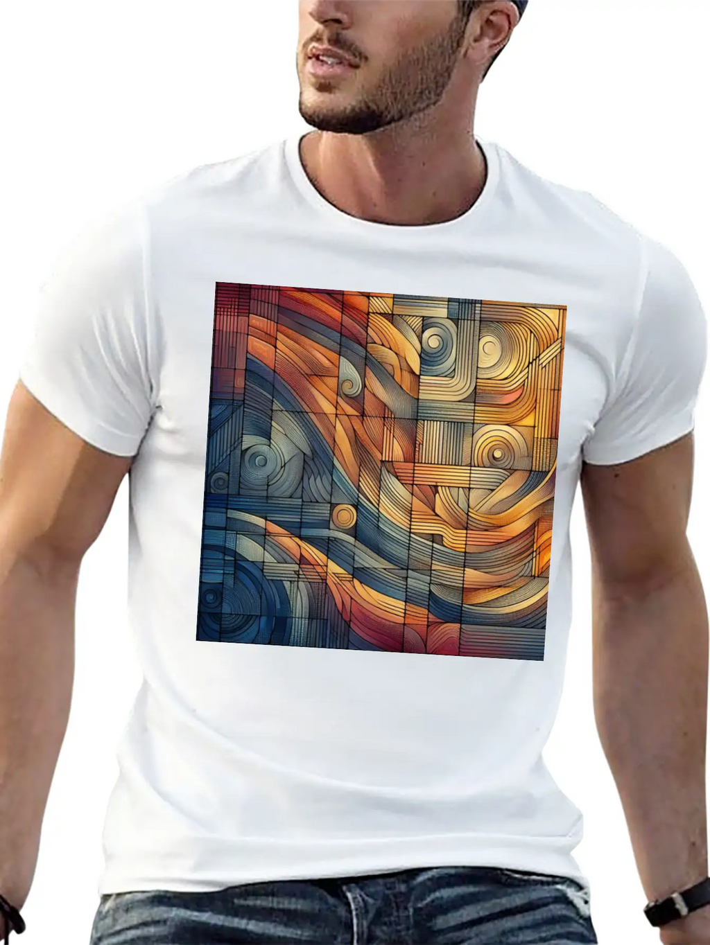 "Harmony Grid: A Symphony Of Lines" Unisex Cotton Tee – Relaxed Fit For Any Occasion