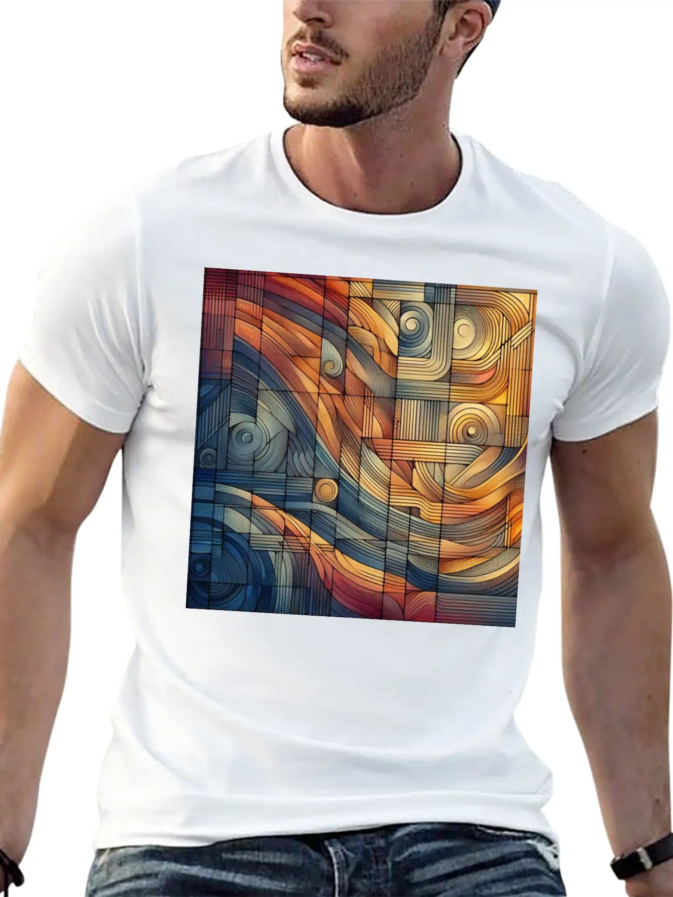 "Harmony Grid: A Symphony Of Lines" Unisex Cotton Tee – Relaxed Fit For Any Occasion