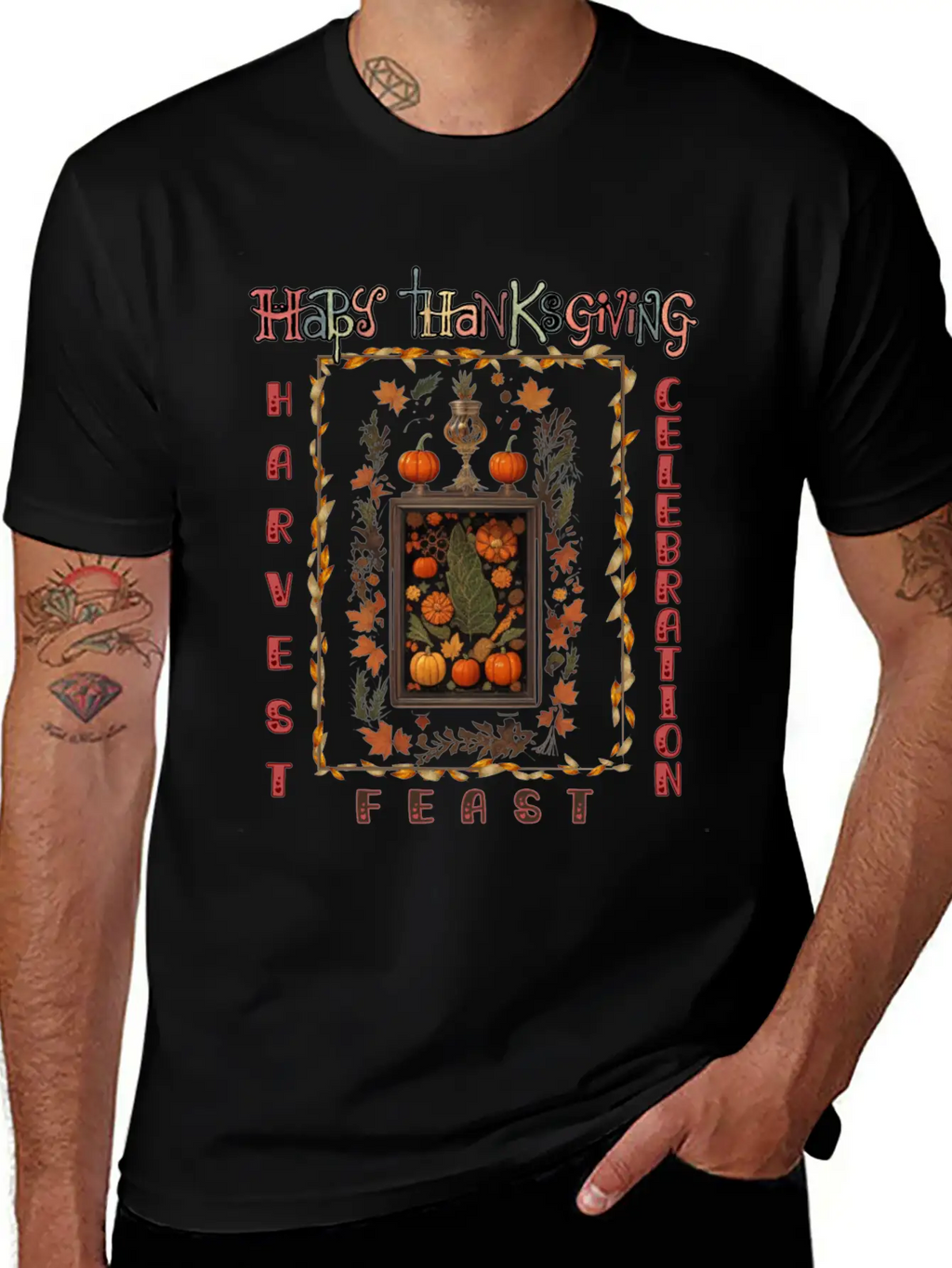 "Harvest Feast Delight" Breathable Graphic T-Shirt – Perfect For Casual Days