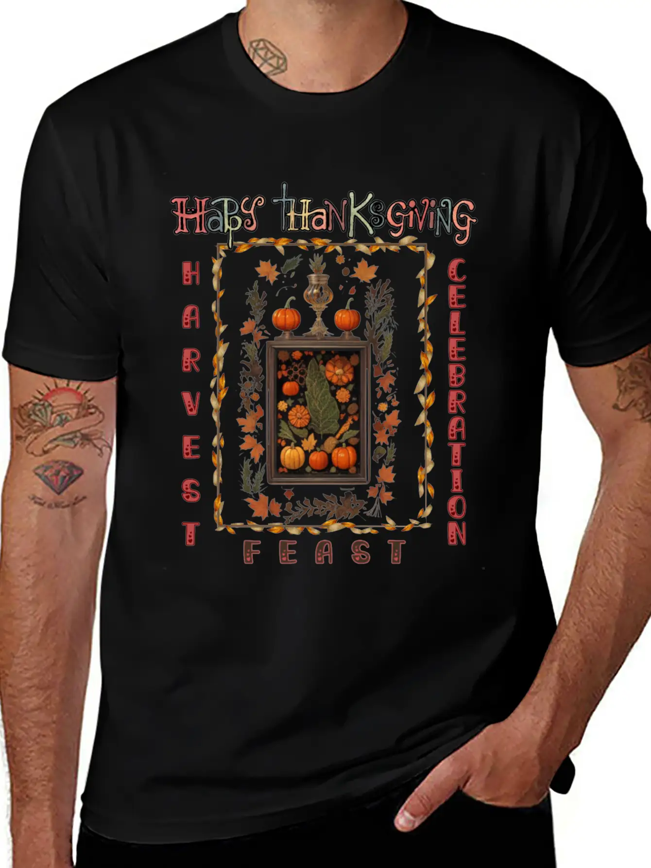 "Harvest Feast Delight" Breathable Graphic T-Shirt – Perfect For Casual Days