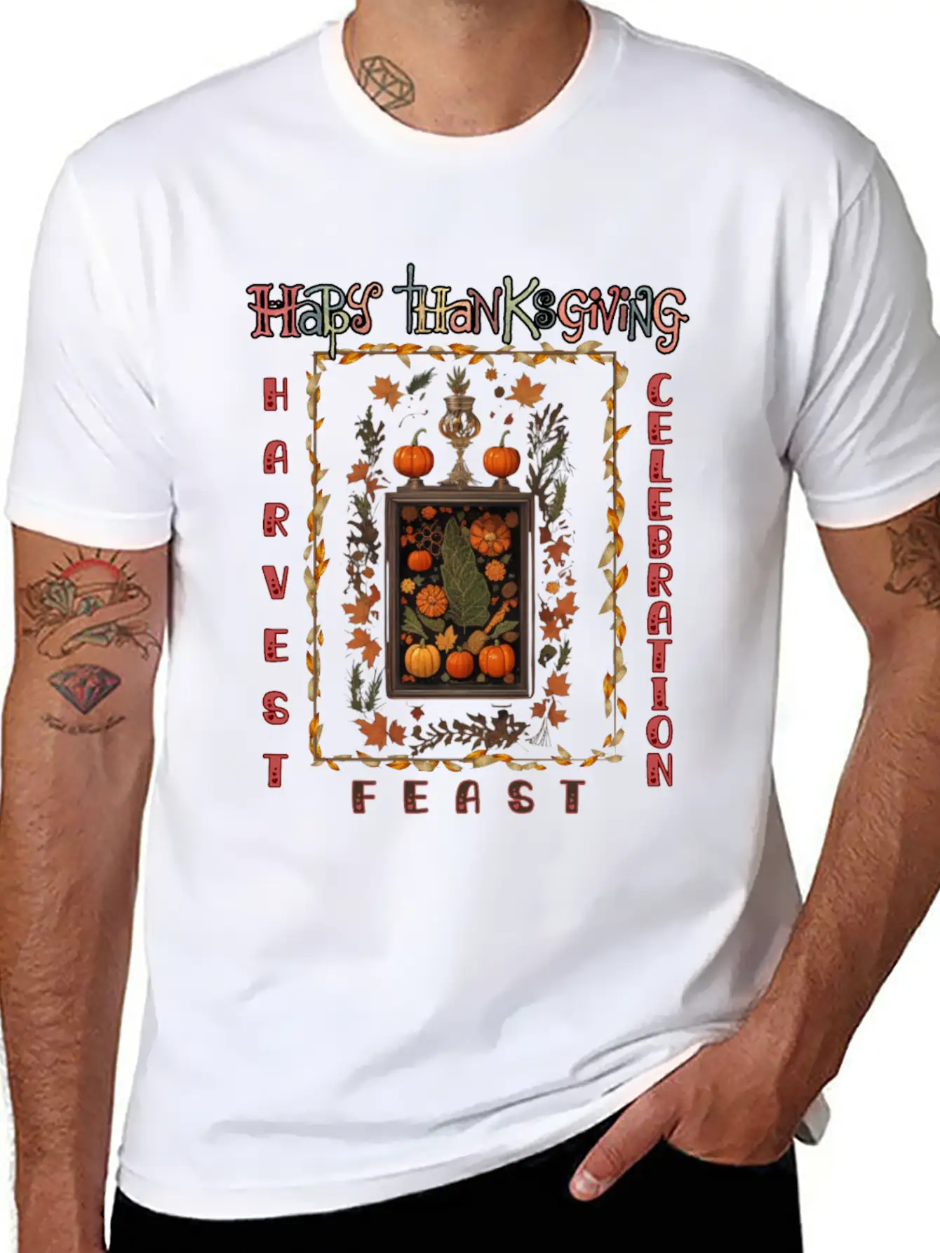 "Harvest Feast Delight" Breathable Graphic T-Shirt – Perfect For Casual Days