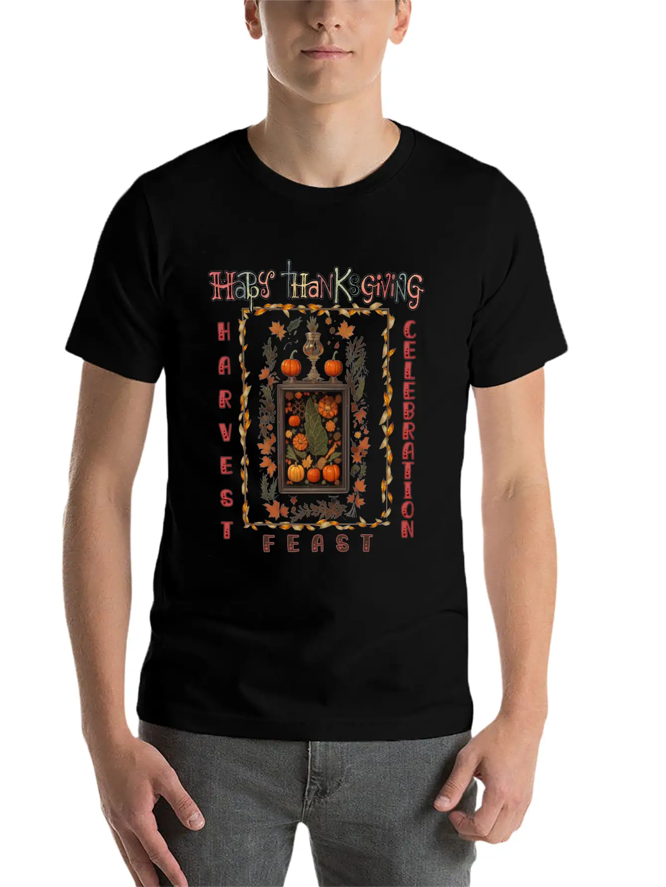 "Harvest Feast Delight" Breathable Graphic T-Shirt – Perfect For Casual Days