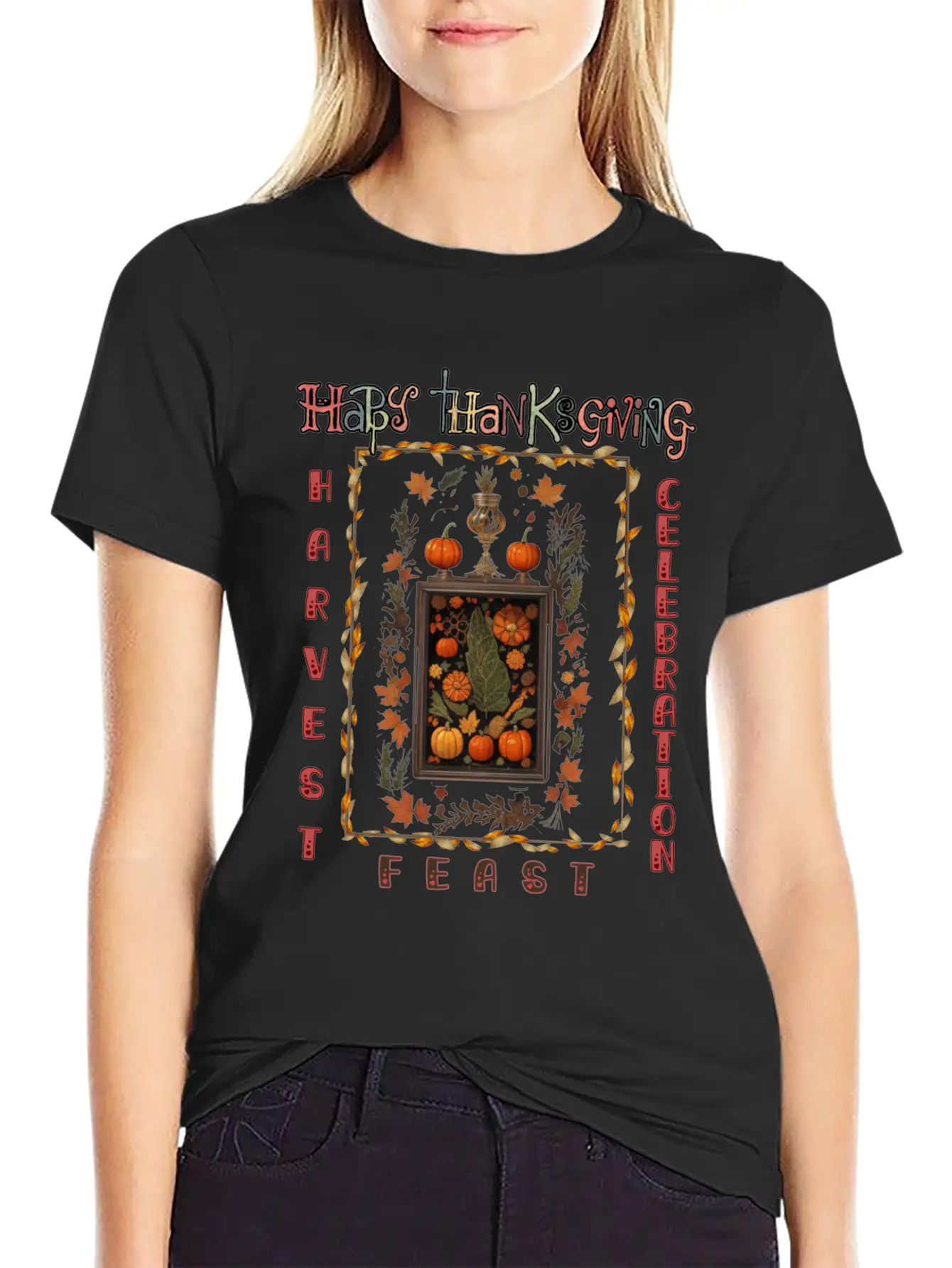 "Harvest Feast Delight" Breathable Graphic T-Shirt – Perfect For Casual Days
