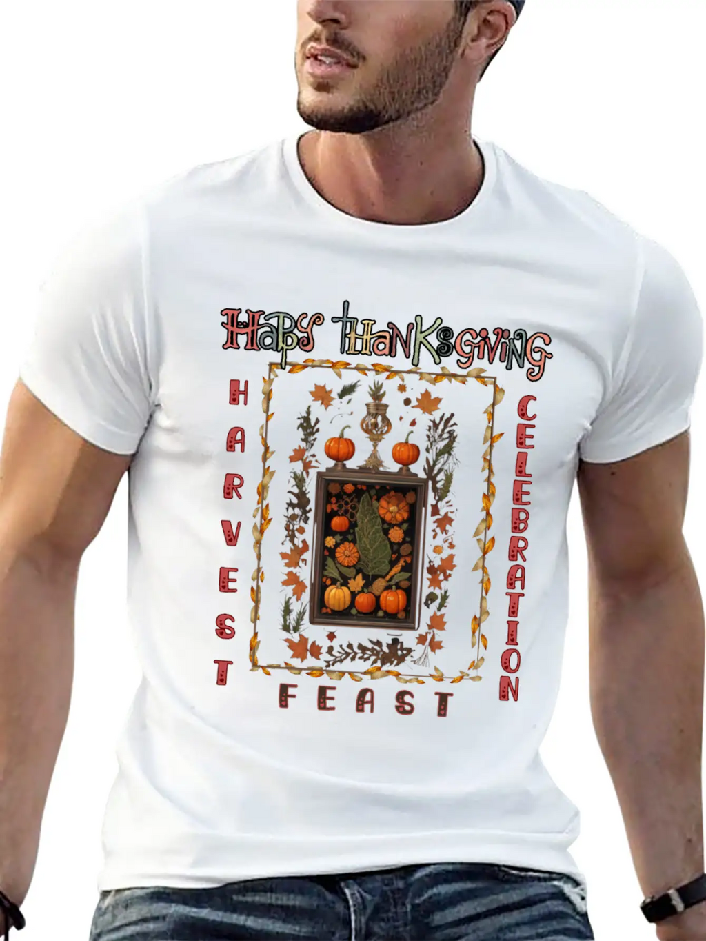 "Harvest Feast Delight" Breathable Graphic T-Shirt – Perfect For Casual Days
