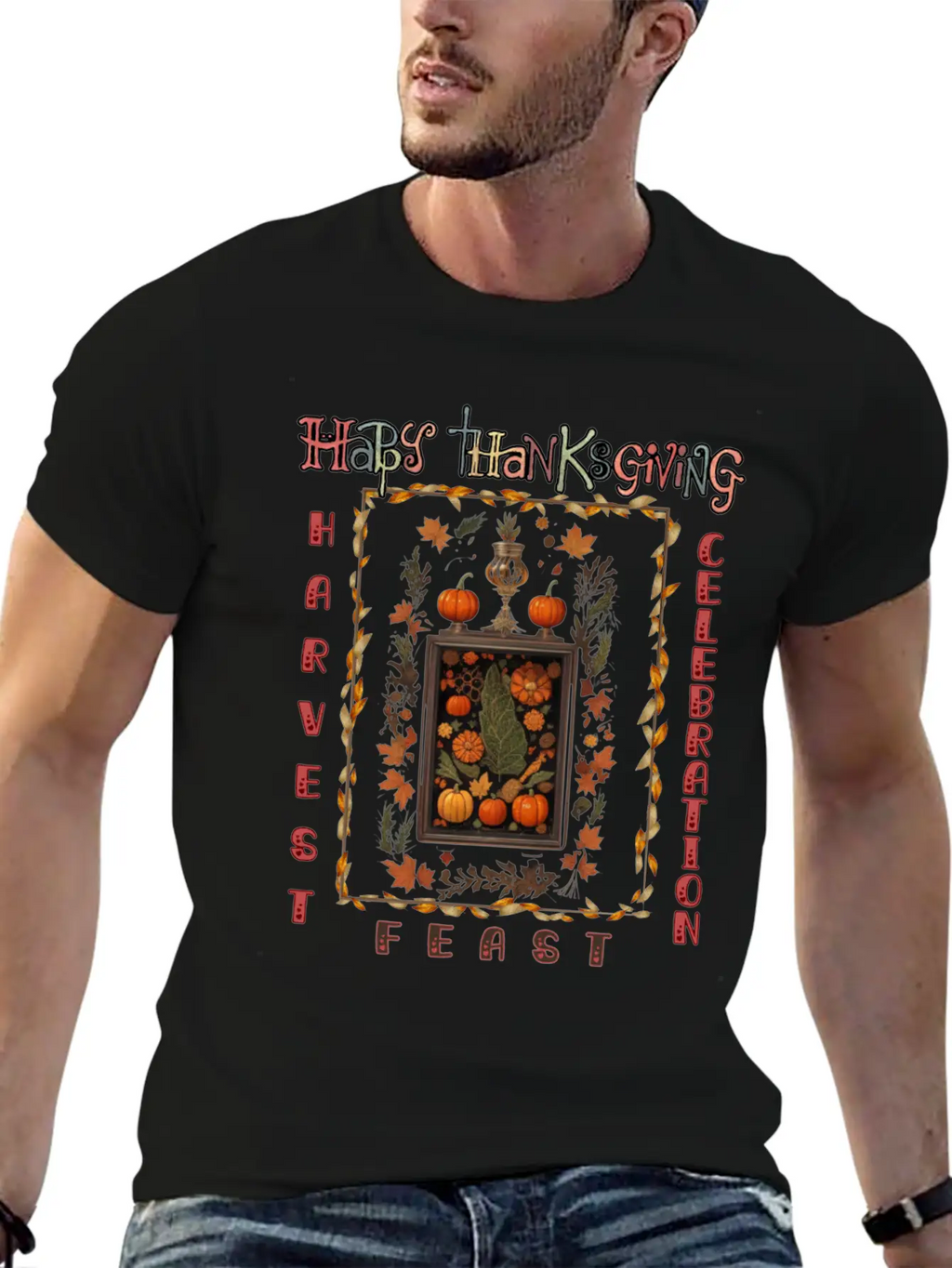 "Harvest Feast Delight" Breathable Graphic T-Shirt – Perfect For Casual Days